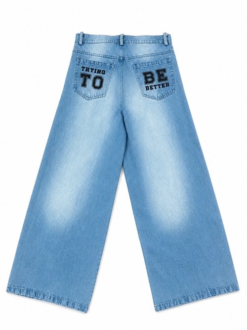 Men Light Blue Baggy Jeans Scarface Inspired