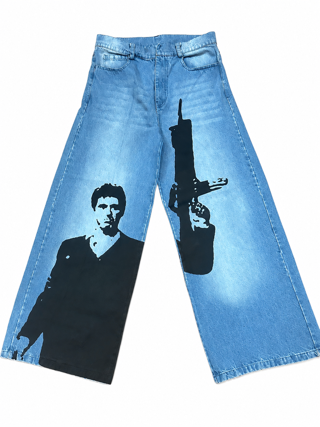 Men Light Blue Baggy Jeans Scarface Inspired