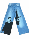 Women Light Blue Baggy Jeans Scarface inspired